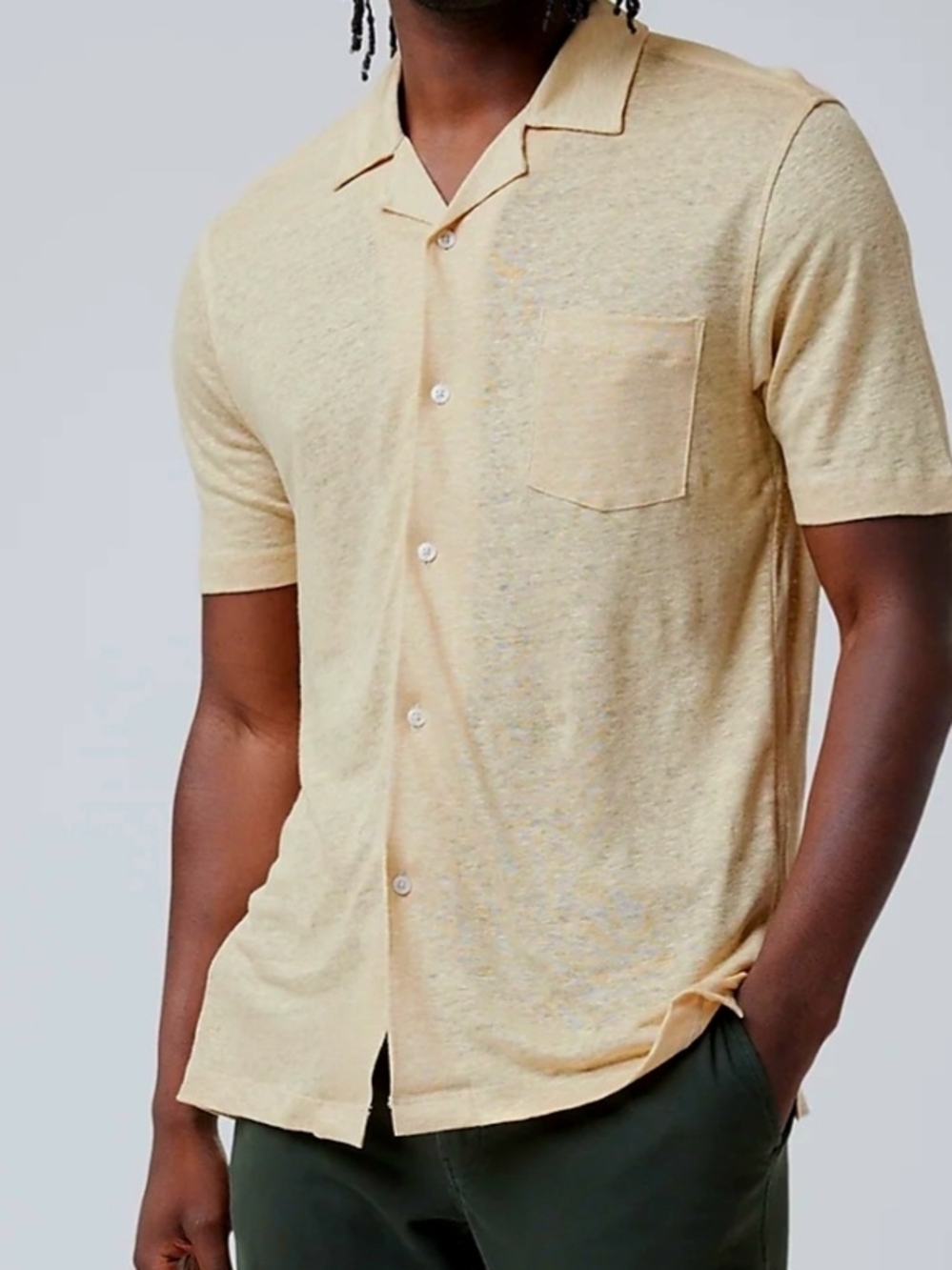 ‼️GOOD MAN  Brand Short Sleeve Camp Collar Shirt Tan Size XL NWOT